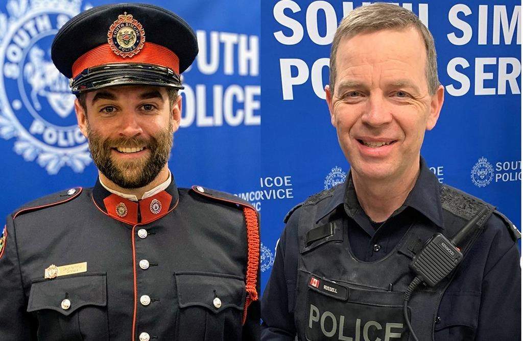 Const. Devon Northrup (left) and Const. Morgan Russell are shown South Simcoe Police Service handout photos. The officers were killed after responding to a disturbance call at a home in Innisfil, Ont. on Tuesday night. THE CANADIAN PRESS/HO-South Simcoe Police Service **MANDATORY CREDIT**