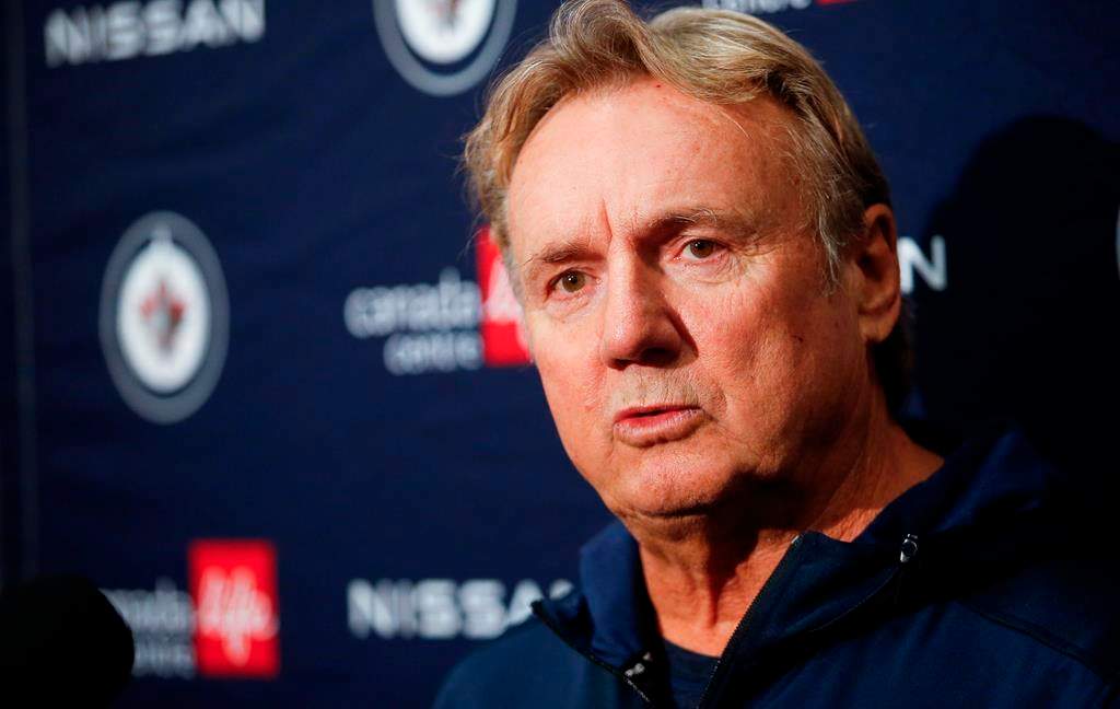 Winnipeg Jets new head coach Rick Bowness speaks to media during opening day of their NHL training camp practice in Winnipeg on September 22, 2022.
