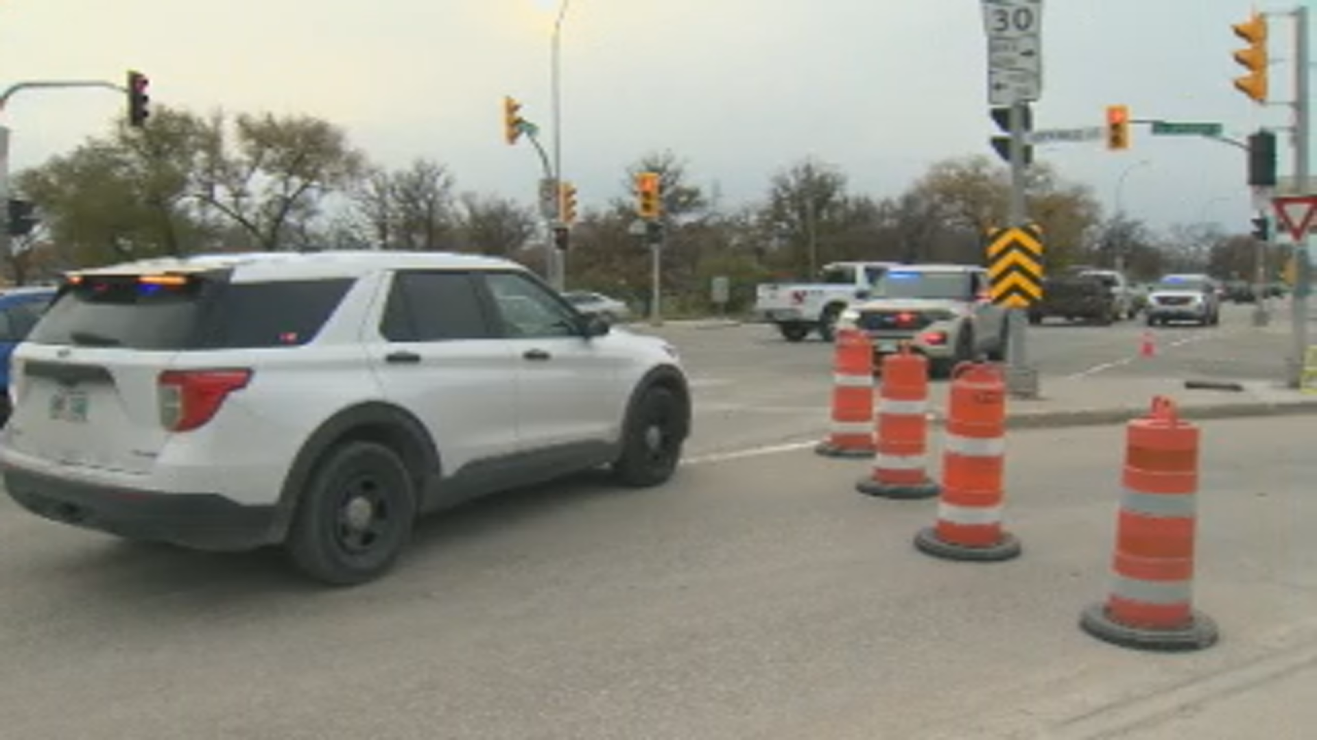 Police on scene at Archibald and Marion Friday after a pedestrian was hit.