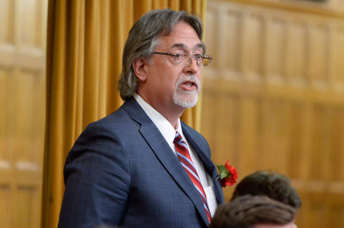 Newly-elected Conservative MP Bob Benzen rises to ask a question during Question Period in the House of Commons Wednesday May 3, 2017 in Ottawa.