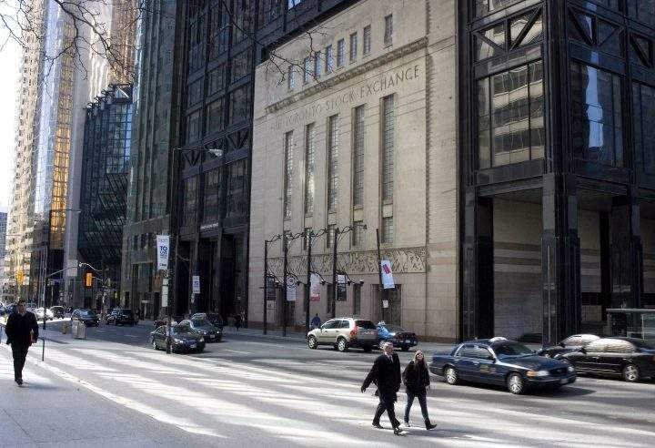 A general view looking down Bay Street in the  heart of Toronto's financial district on Monday,  March 23, 2009.