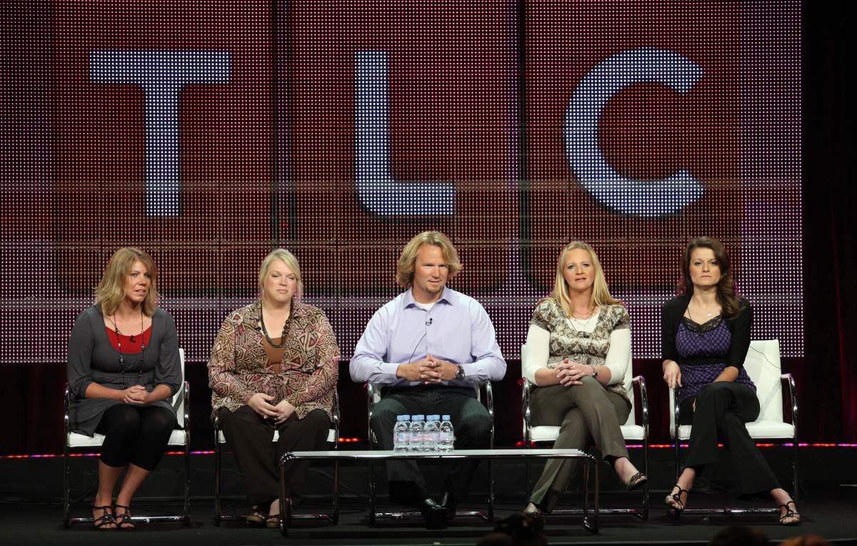 TV personalities Meri Brwon, Janelle Brown, Kody Brown, Christine Brown and Robyn Brown speak duinrg the "Sister Wives" panel during the Discovery Communications portion of the 2010 Summer TCA pres tour held at the Beverly Hilton Hotel on August 6, 2010 in Beverly Hills, California.