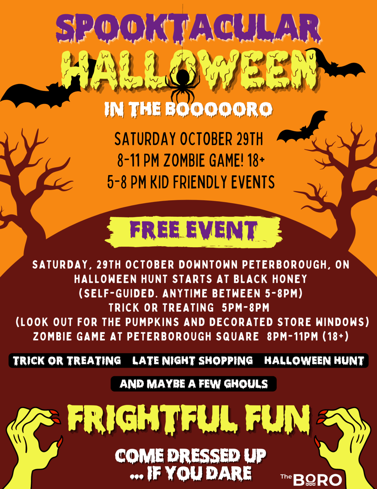 “Halloween in the Boooro” promotional poster for the events on Oct. 29.