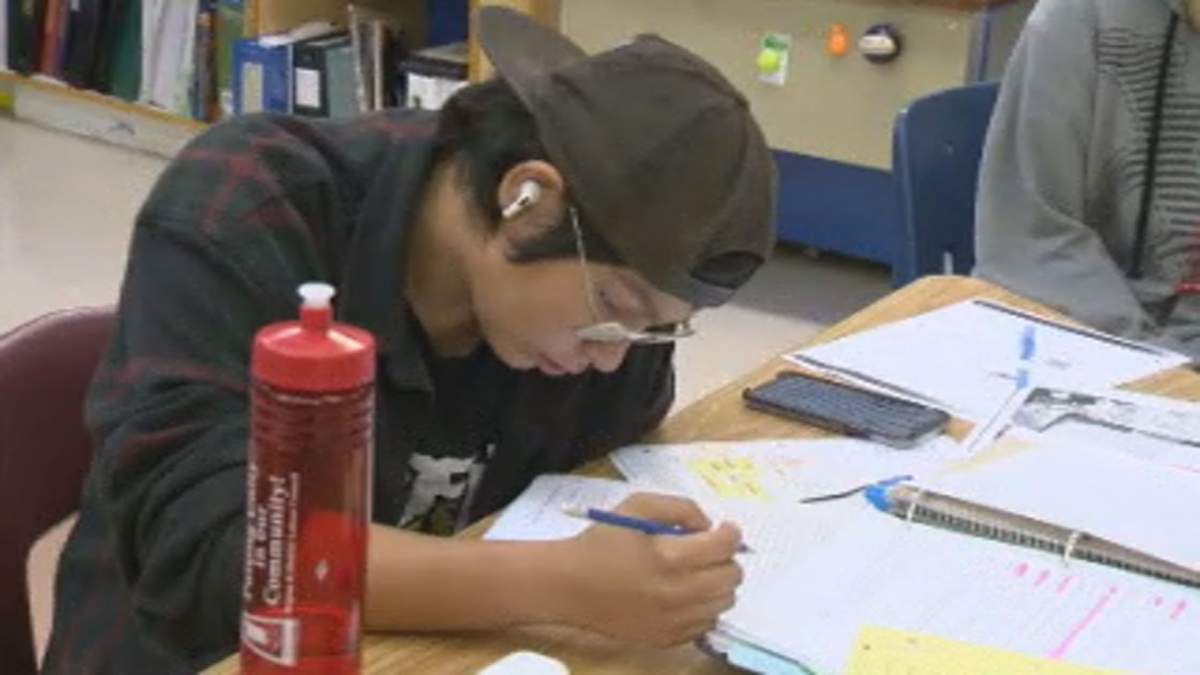 Grade 10 student Leafy Thompson hard at work.