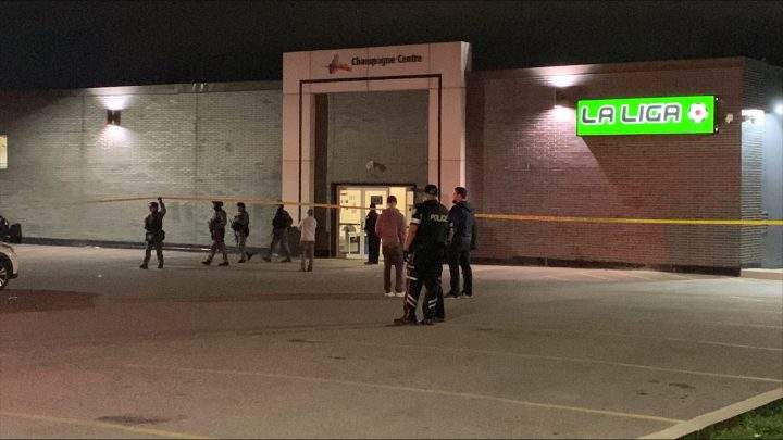 Police at the scene of a shooting in the Finch Avenue West and Alness Street area Sunday.