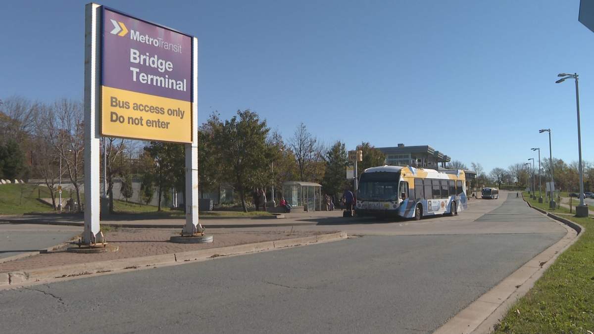 A Halifax Transit bus at the Dartmouth bus terminal.
