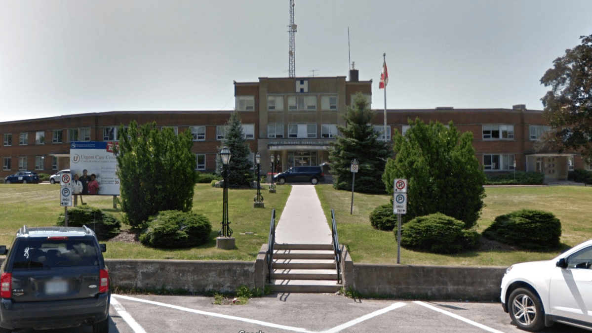 An image of the entrance to a hospital building.