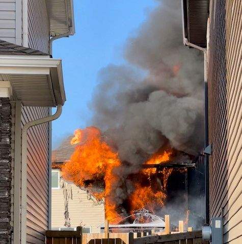 House fire in north Edmonton’s Rapperswill area on Monday, Oct. 17, 2022.