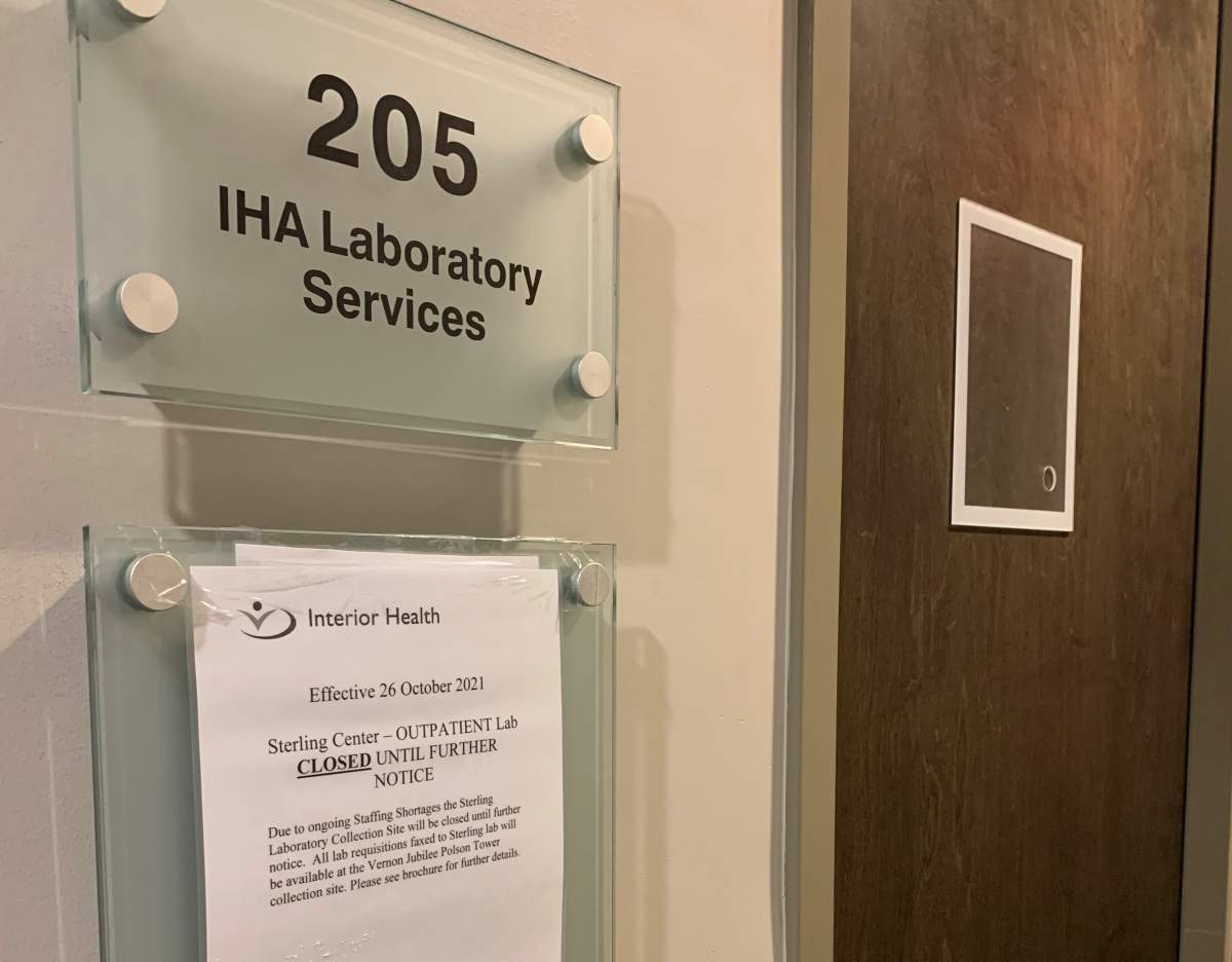 The heath authority says it closed the Sterling Centre lab last October due to difficulties recruiting medical lab assistants.