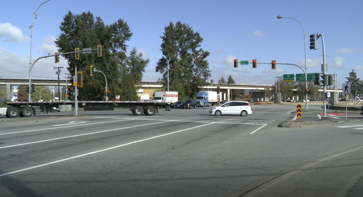 Surrey RCMP are investigating an alleged shooting in the area of Scott Road and 110 Avenue on Sun. Oct. 9, 2022.
