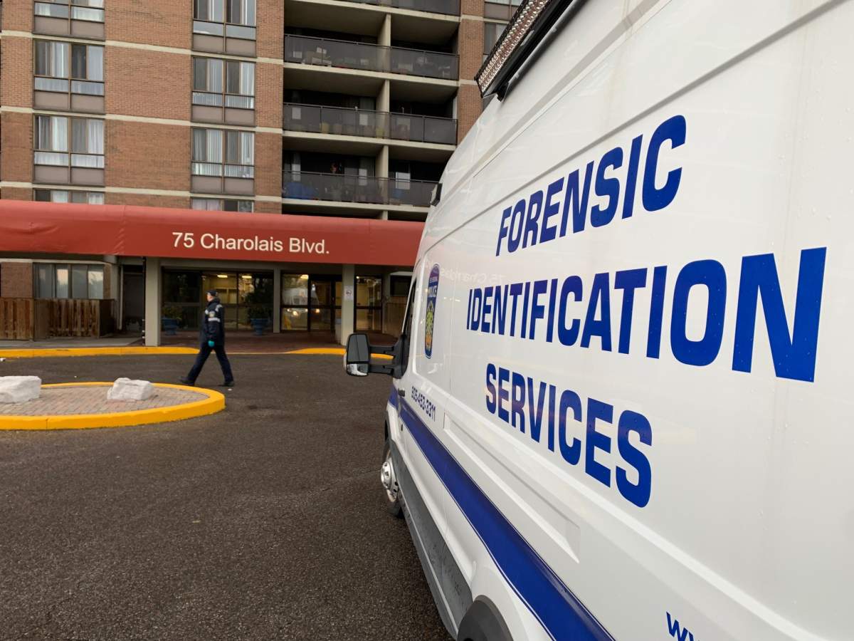 Police at the scene of a serious shooting on Charolais Boulevard in Brampton.