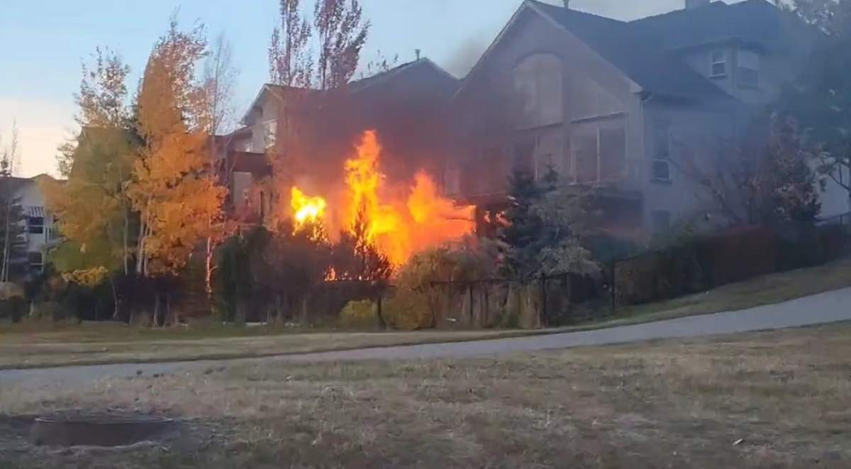 Calgary firefighters were called to the 0 to 100 block of Discovery Ridge Park for reports of a fiery explosion just before 9 a.m. on Oct. 20, 2022.