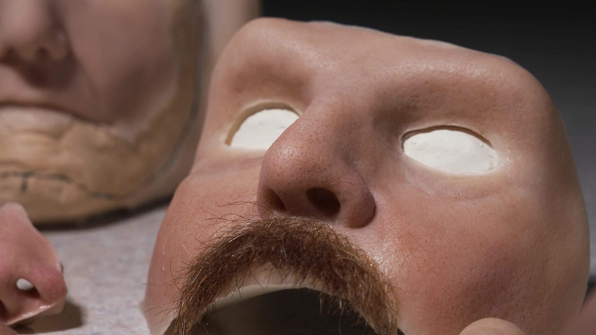 Full face prosthetic mask made by Robert Barron