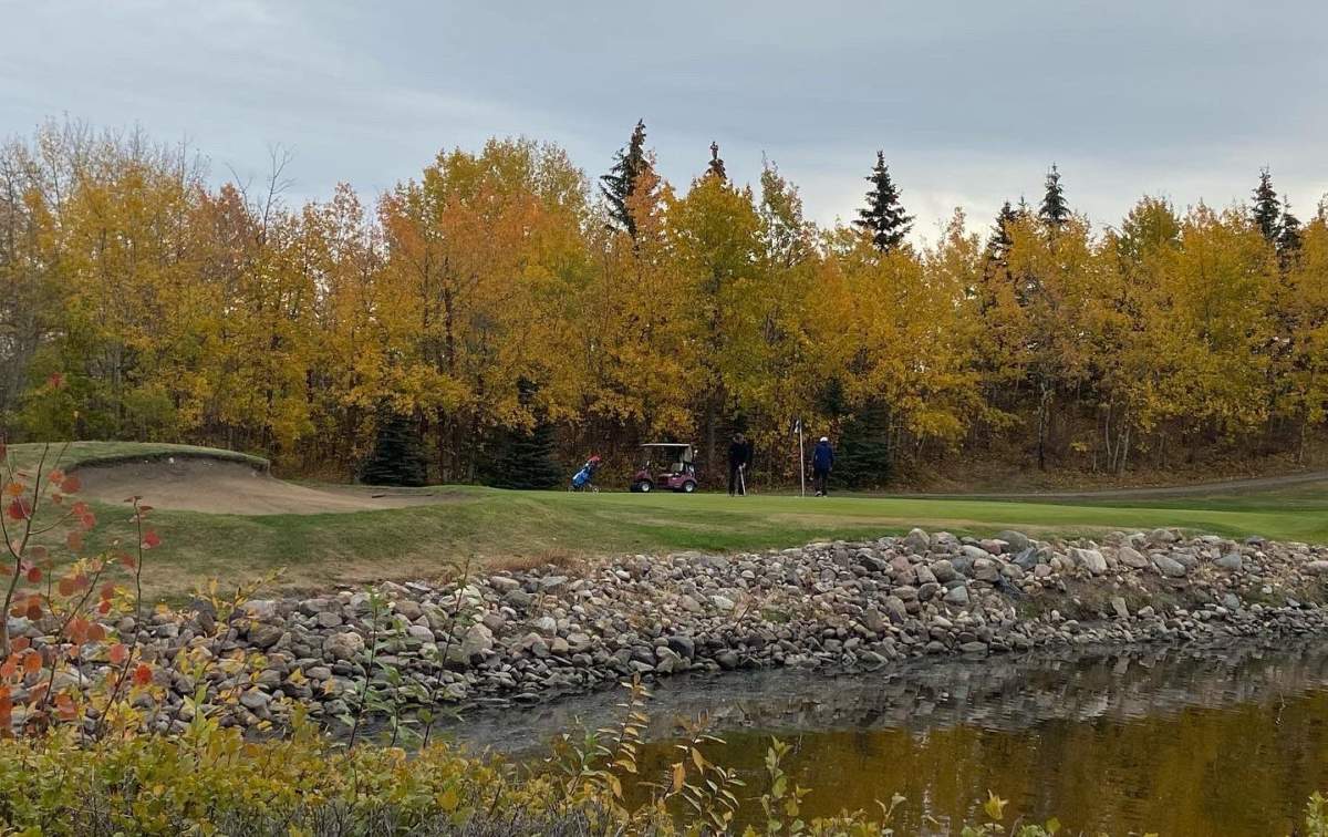 Golfers taking advantage of the nice October weather at Eagle Rock Golf Course near Edmonton.