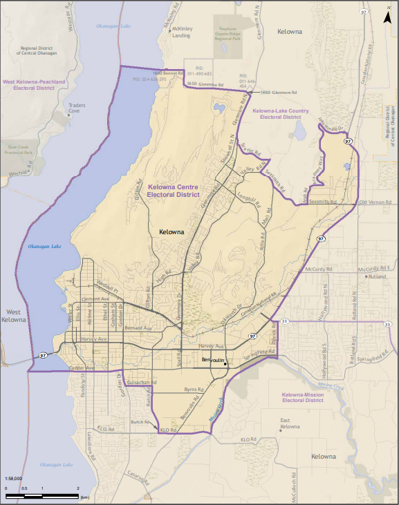 The new proposed riding Kelowna Centre. 