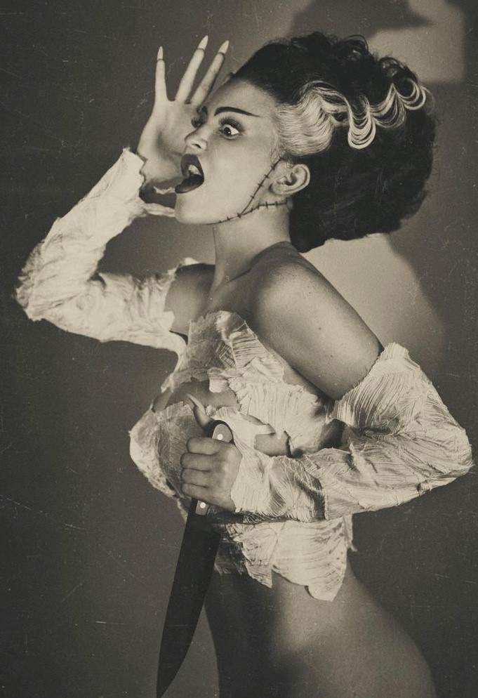 Kylie Jenner dressed as the Bride of Frankenstein