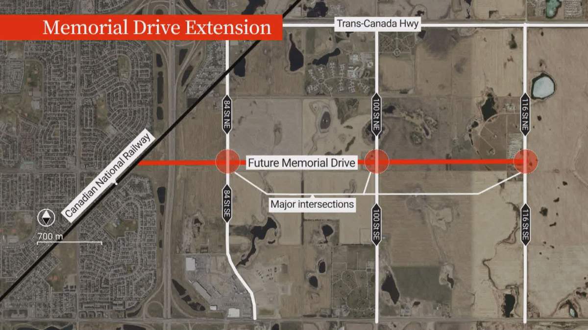 A map of the proposed Memorial Drive extension project.