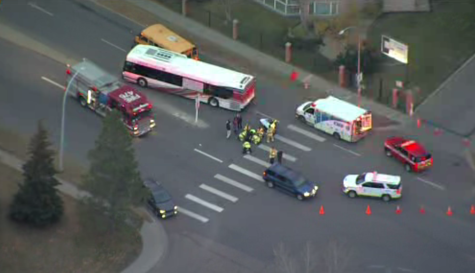Emergency crews attending to a pedestrian who was hit by a car on Oct. 26, 2022.