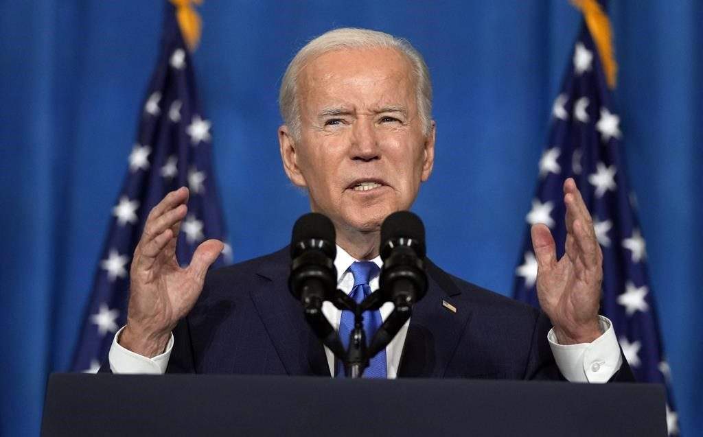 President Joe Biden speaks about threats to democracy ahead of next week's midterm elections, Wednesday, Nov. 2, 2022, at the Columbus Club in Union Station, near the U.S. Capitol in Washington. (AP Photo/Alex Brandon).
