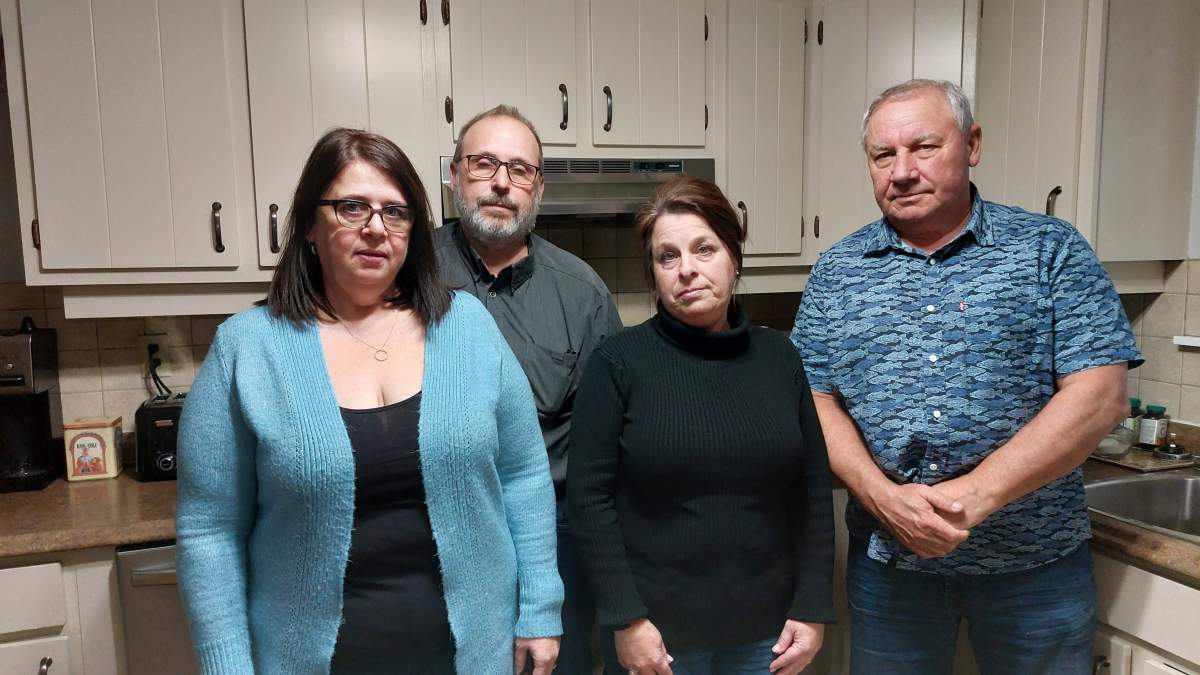 A New Brunswick family is seeking answers after the RCMP allegedly told them their son was dead, when he wasn’t. The man’s step-mother and father, as well as Donna, his mother, and his step-father David, are pictured here.