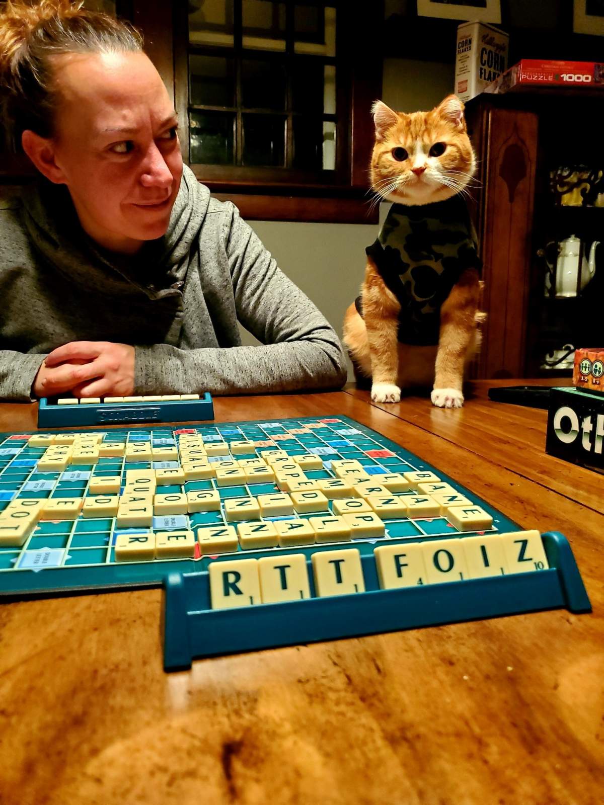 Angus ‘playing games’ at home.