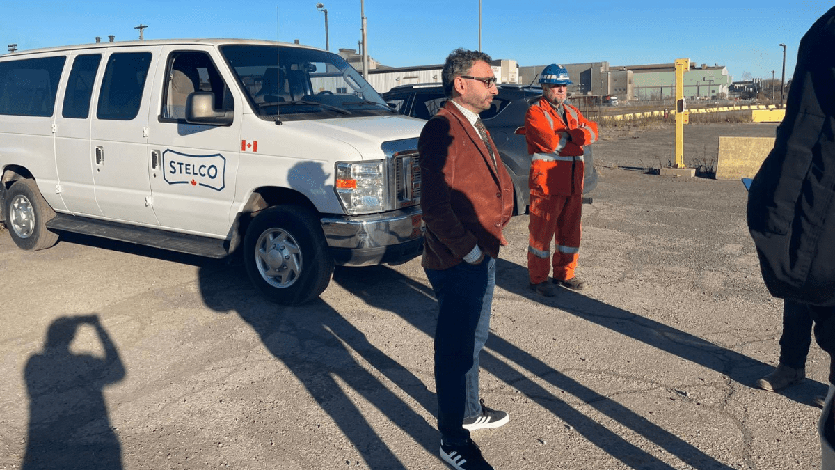 Federal Transportation Minister Omar Alghabra on Pier 15 in Hamilton ahead of a federal funding announcement on Nov. 9, 2022.