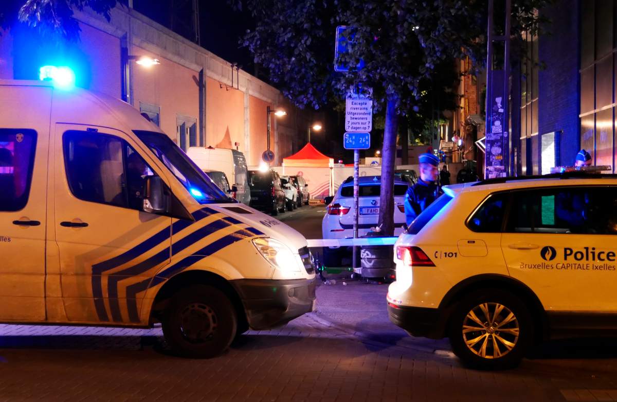 Police attend the scene of an incident in Brussels, Thursday Nov. 10, 2022. One police officer is dead and another injured in a stabbing attack in Brussels, which a Belgian judicial official says is suspected to be terrorism-linked. The suspected attacker was shot and â€œneutralizedâ€ after the stabbing Thursday evening, Belgian police said. (AP Photo/Sylvain Plazy).