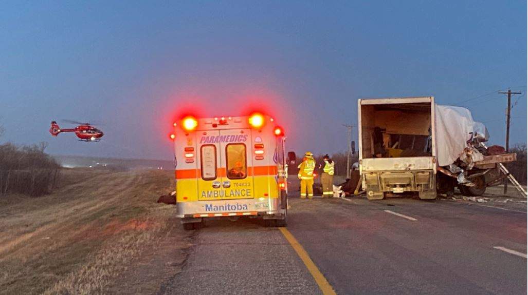 The driver of the box truck was air-lifted to hospital from the scene.