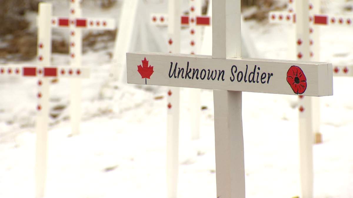 A photograph of Calgary's Field of Crosses ahead of the 2022 ceremonies.