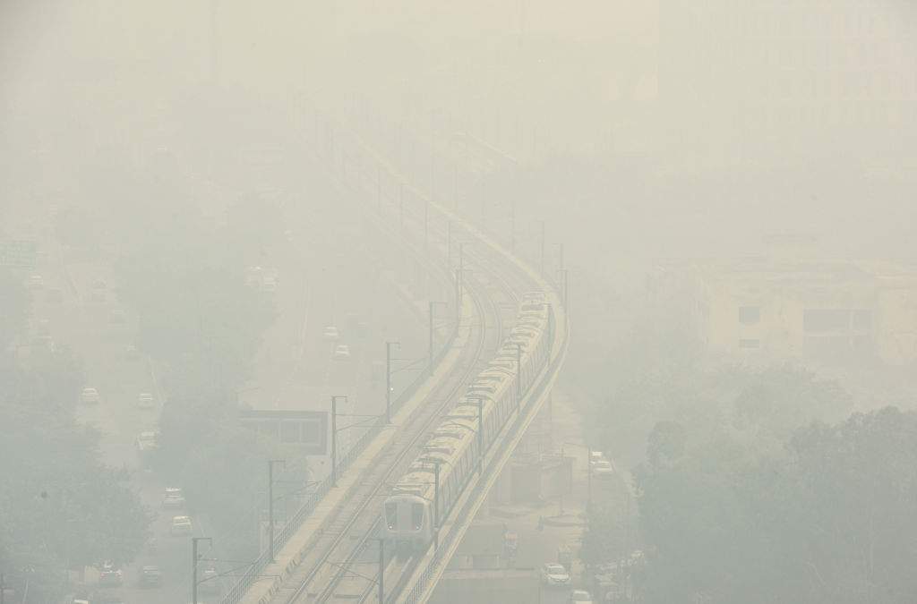 A view of skyscrapers engulfed in dense smog on November 3, 2022 in Noida, India.