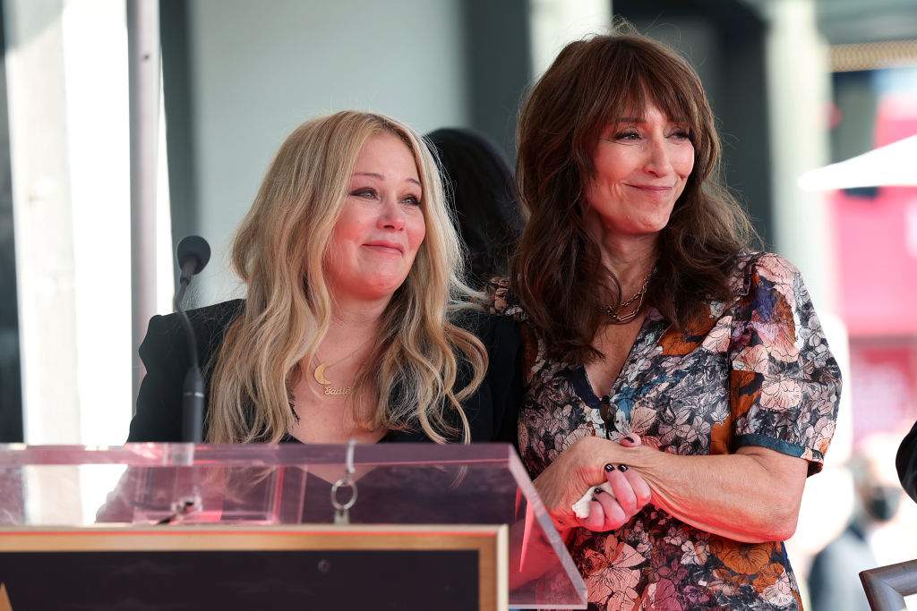 Christina Applegate and Katey Sagal speak onstage during the Hollywood Walk of Fame ceremony honouring Christina Applegate at Hollywood Walk of Fame on Nov. 14, 2022 in Los Angeles.