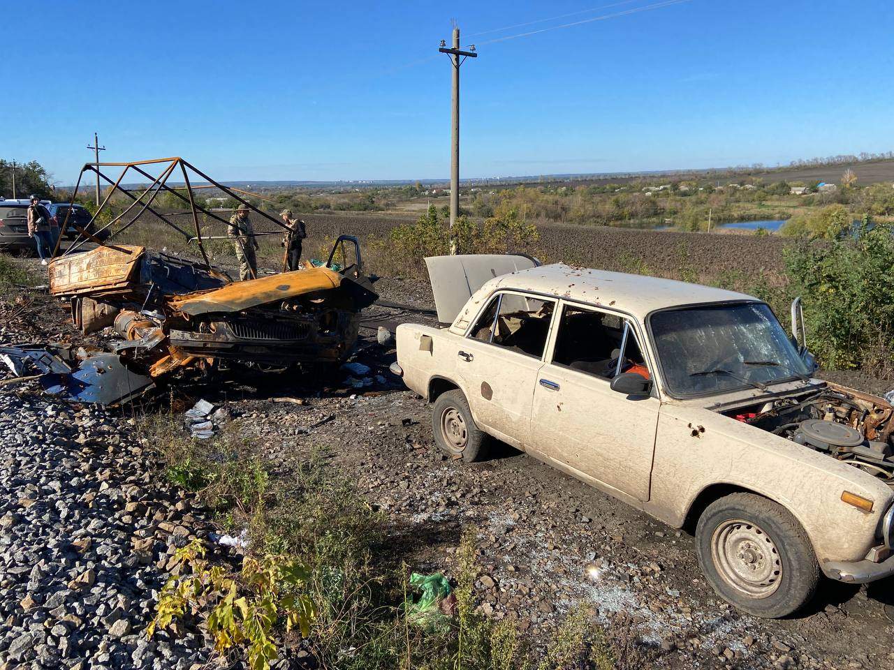 Abandoned vehicles shelled by Russian forces on sept. 25, 20200,
