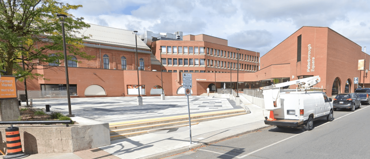 Police say a man fell from the second-floor railing inside Peterborough Square mall on Nov. 21, 2022.