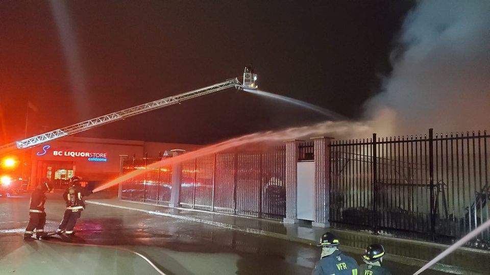 Vernon Fire Rescue says 14 firefighters were called around 3 a.m., to battle the exterior blaze.