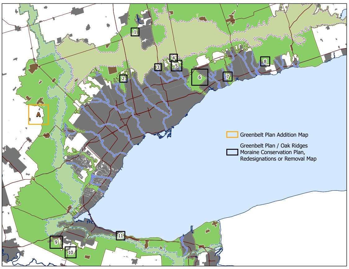Proposed changes to Greenbelt that would remove 11 sections in a land swap with Ontario developers