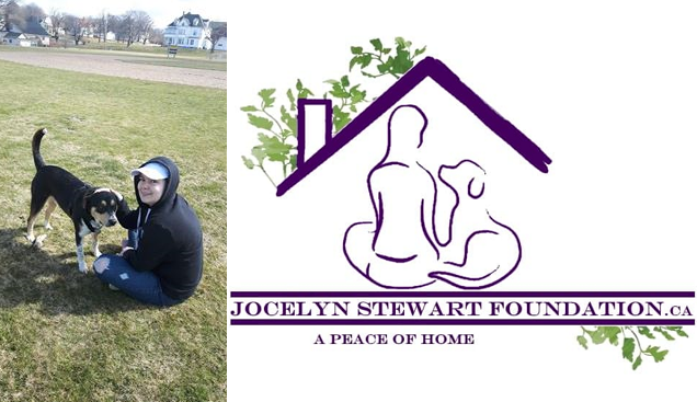This picture of Jocelyn and her beloved dog, Amani, inspired the logo for the Jocelyn Stewart Foundation.