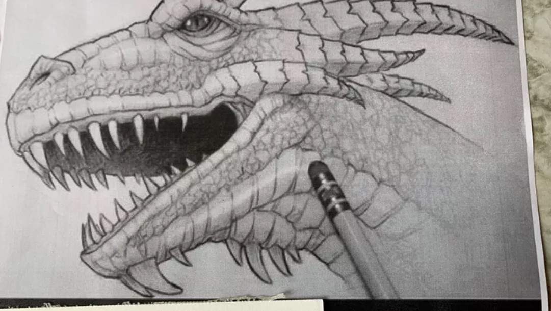 Robidoux’s original drawing plan for Dillon the dragon.