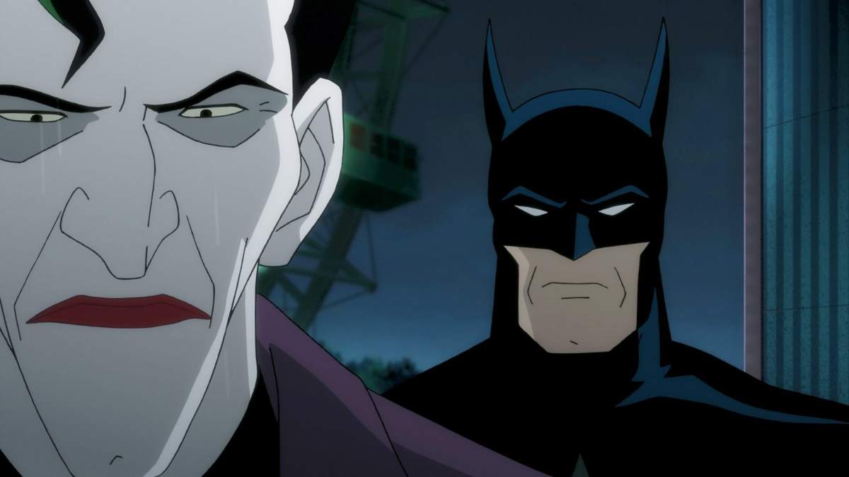 BATMAN: THE KILLING JOKE, from left: Joker (voice: Mark Hamill), Batman (voice: Kevin Conroy), 2016.
