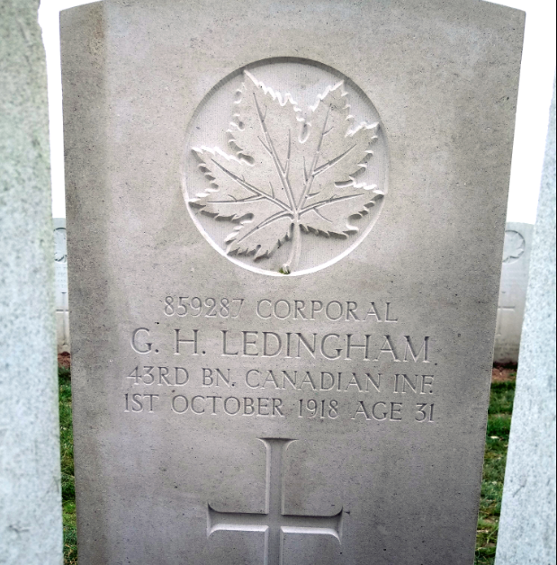 Ledingham’s updated headstone.