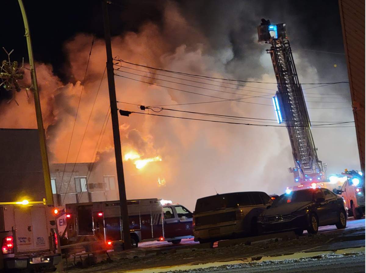 A fire ripped through the Morinville Plaza Hotel and Suites Sunday, Nov. 6, 2022.