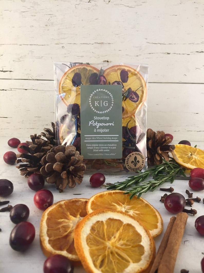 A bag of dried fruits and herbs.