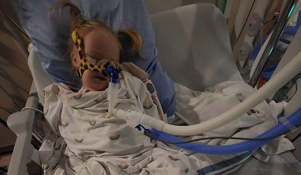 23-month-old Avery Harper at the Alberta Children’s Hospital. December 2022.