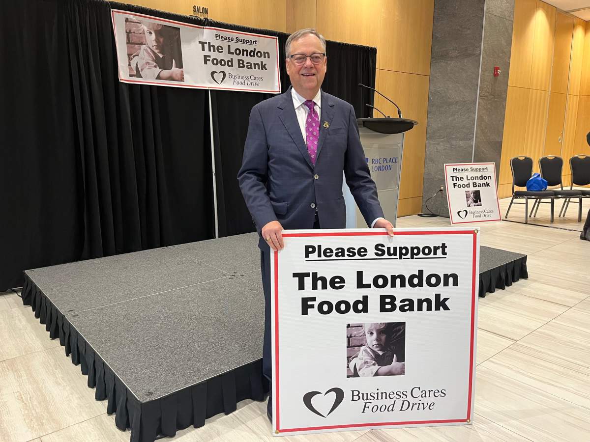 Wayne Dunn, campaign chair of the Business Cares Food Drive, at Thursday's launch event.
