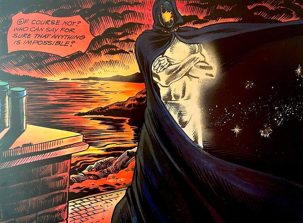 The character Captain Newfoundland is seen in a photograph of a frame from a comic published in the Newfoundland Herald magazine, in St. John's, Friday, Dec. 16, 2022. Captain Newfoundland was the province’s very own superhero, first brought to life by Marvel Comics artist Danny Bulanadi more than 40 years ago. THE CANADIAN PRESS/Sarah Smellie.