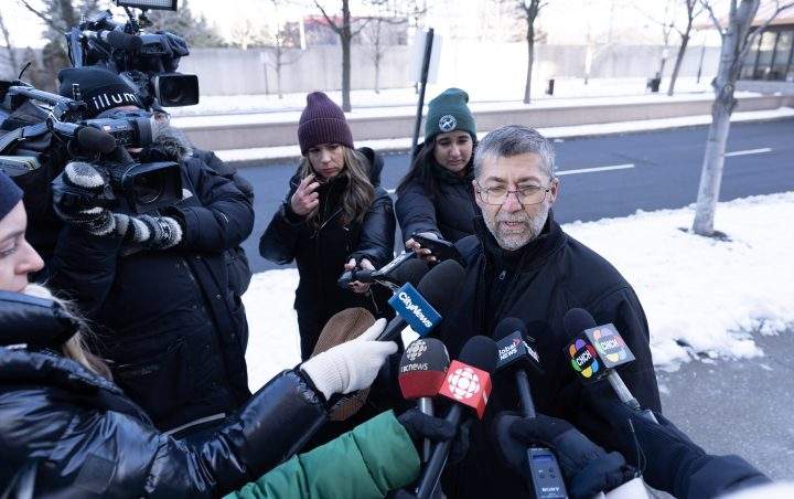 John Santoro, a resident of a condominium building where a shooting took place, speaks to media the day after the incident in Vaughan, Ont., on Monday Dec, 19, 2022.