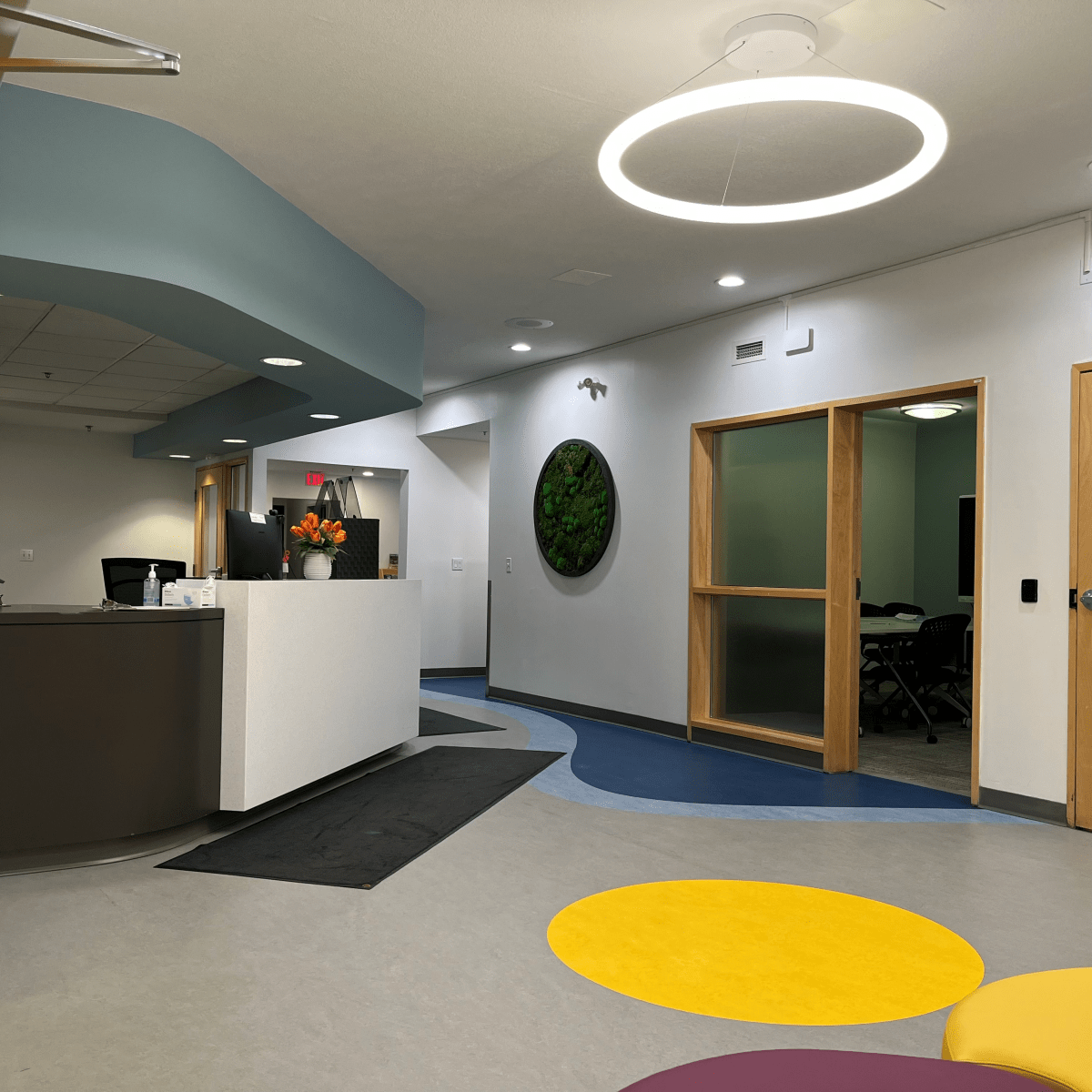 The lobby of Discovery House, a Calgary charity and organization focused on helping families fleeing domestic violence.