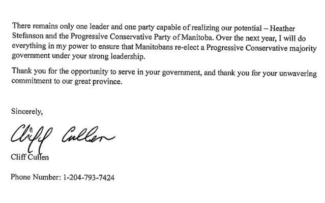 Final words in Cullen’s resignation letter.