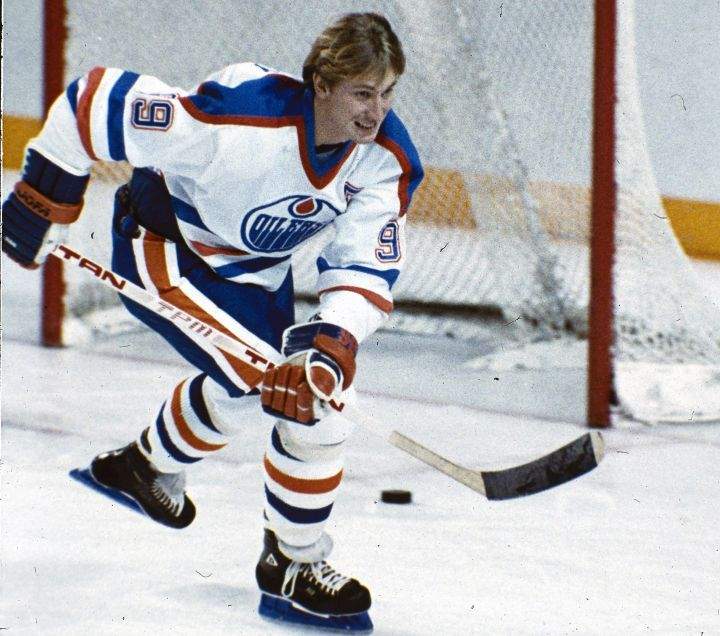 FILE – Edmonton Oilers’ star Wayne Gretzky is seen in action, in this 1984 file photo.