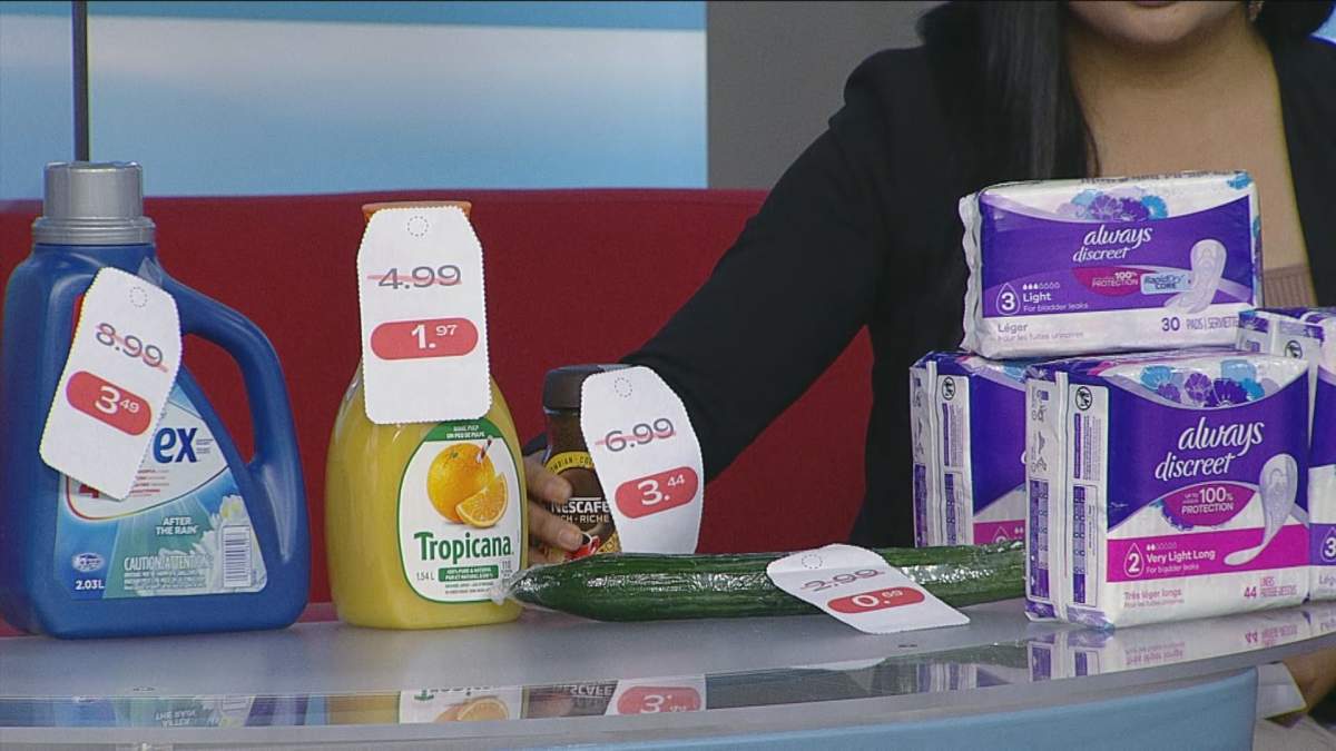 Grocery haul done by Raia Ocampo at $58 that ended up being free with discounts and price matching apps.