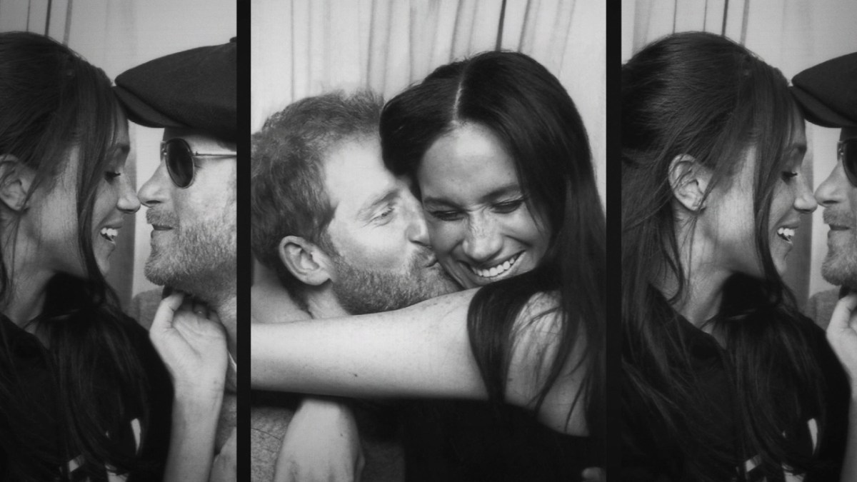 Prince Harry and Meghan Markle snuggle in a photo booth in the promo trailer for 'Harry & Meghan'.